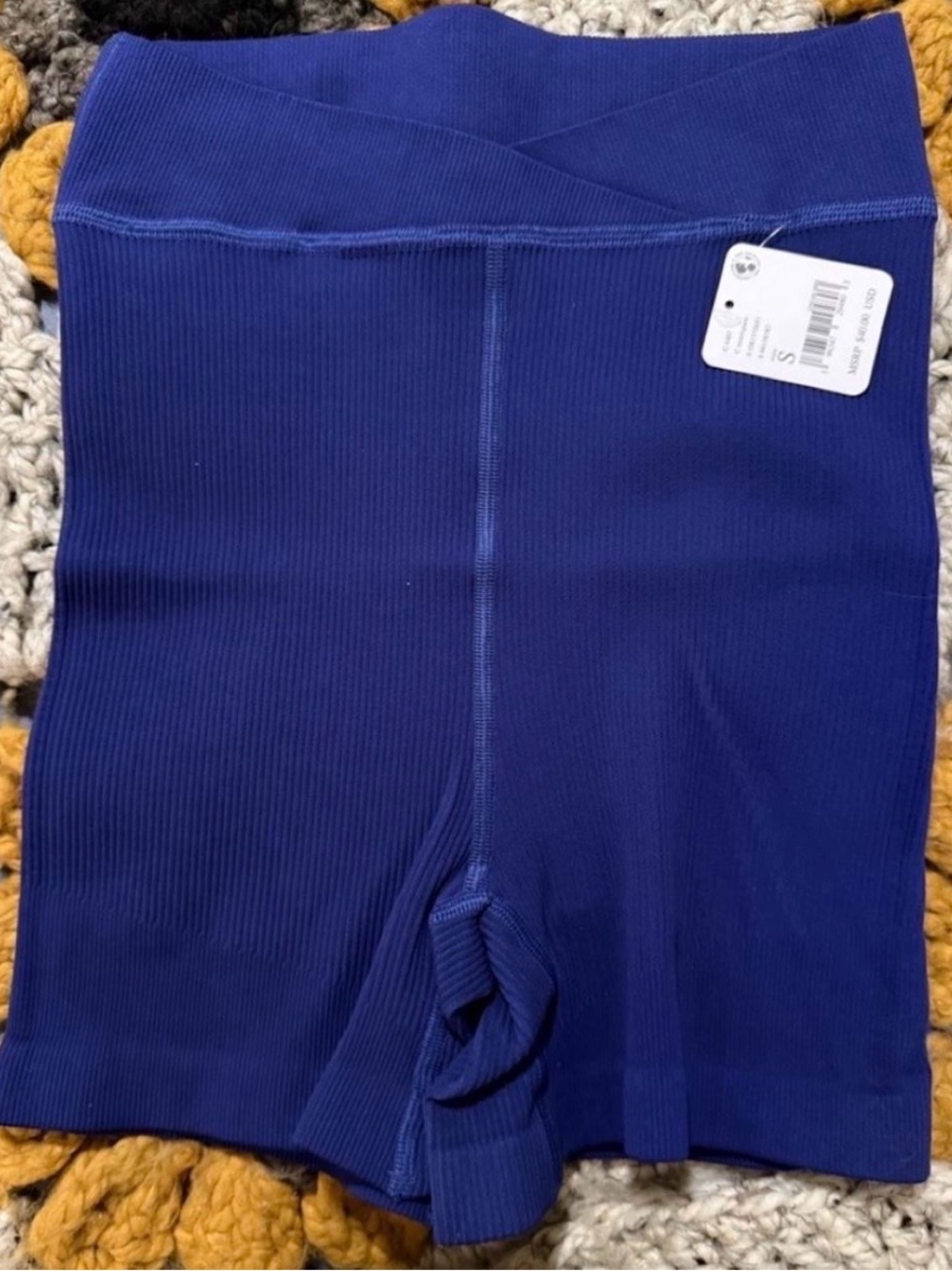 NWT Free People Movement Counterspace Ribbed Biker Shorts Blue S